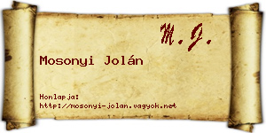 Mosonyi Jolán névjegykártya